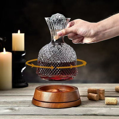 Rotating Crystal Wine Decanter - 1000ml+ Gyroscopic Wine Aerator with Luxury Base