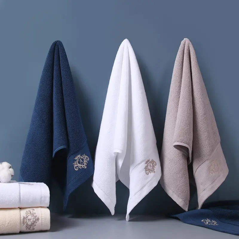 Cotton Hand Towel 34x75cm-Soft Absorbent Crown Pattern Towel-Luxury Bathroom & Kitchen Hand Towel