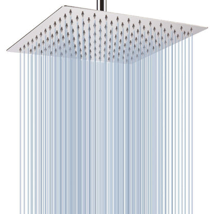 304 Stainless Steel Rainfall Shower Head-Premium Square Chrome Shower Head-High Pressure Bathroom Rain Shower (15–40cm)