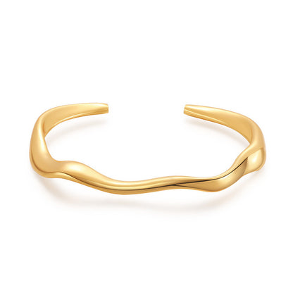 Minimalist Gold Bracelet–Light Luxury Round Bangle, Electroplated Copper Bracelet (Gold & Silver)