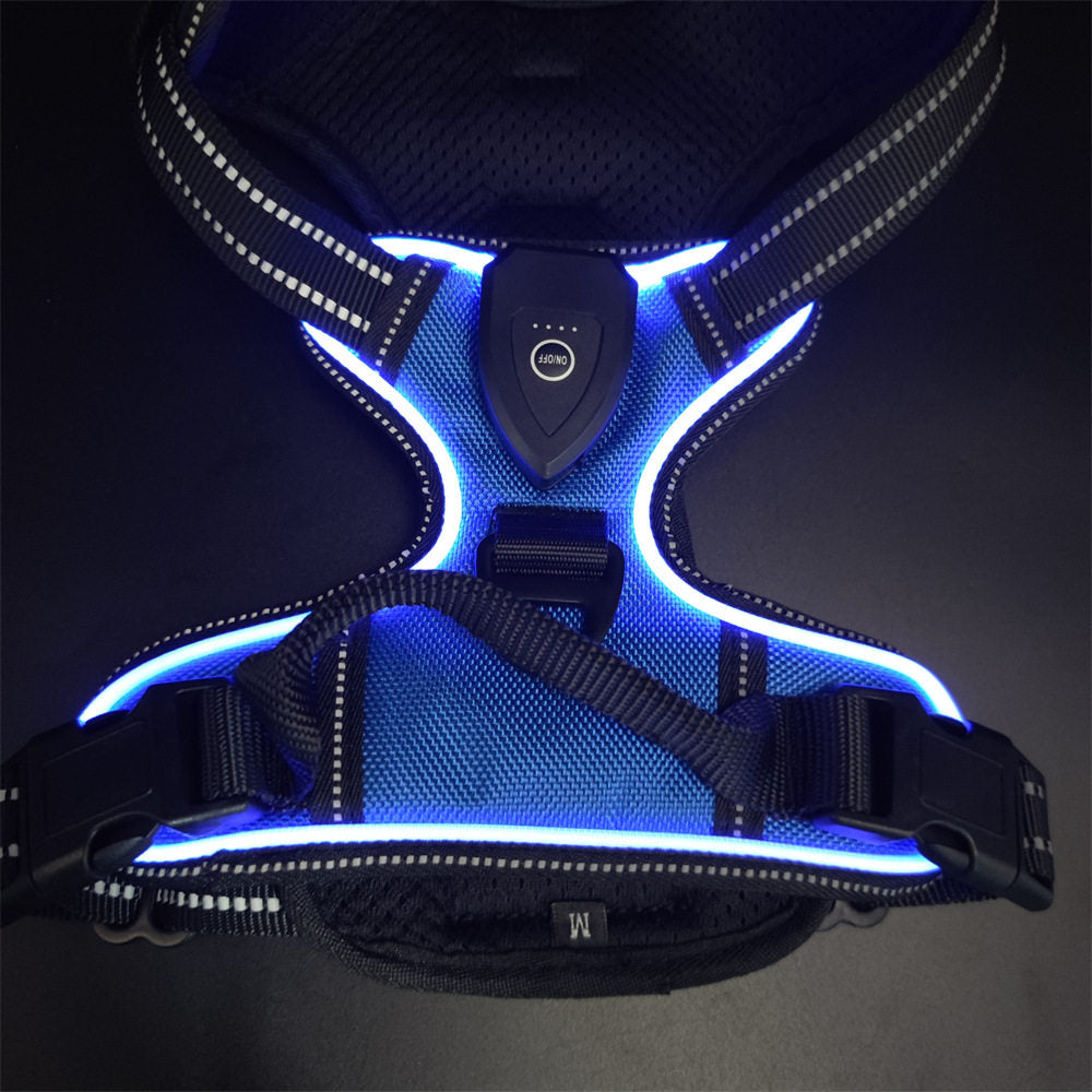 USB Rechargeable LED Dog Harness & Leash Set–Reflective Safety Harness For Night Walks