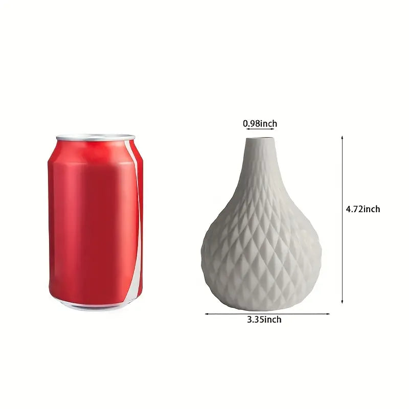 White Ceramic Flower Vase–Modern Decorative Vase for Living Room, Dining Table & Office Décor