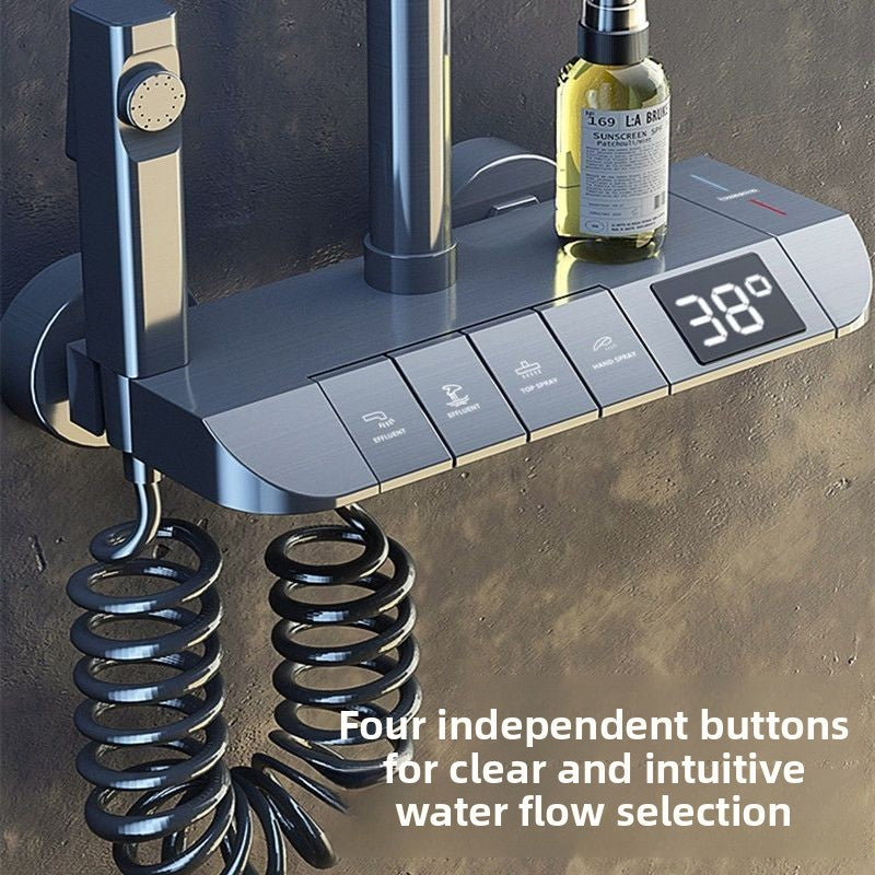 Luxury Digital Thermostatic Rain Shower Set–Concealed Bathroom Shower System With LED Temperature Display