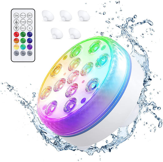 IP68 Waterproof LED Pool Lights - Submersible RGB Lights with RF Remote & Timer