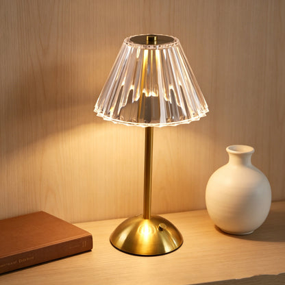 Rechargeable Crystal LED Table Lamp - Touch Control Cordless Bedside Night Light