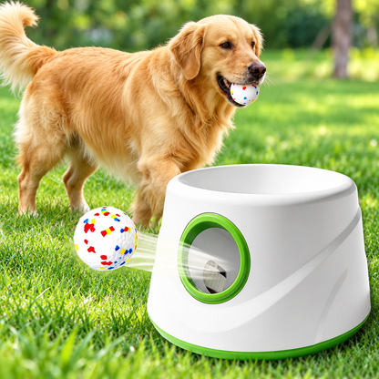 Automatic Dog Ball Launcher - Rechargeable Interactive Fetch Machine with Tennis Balls for Dogs