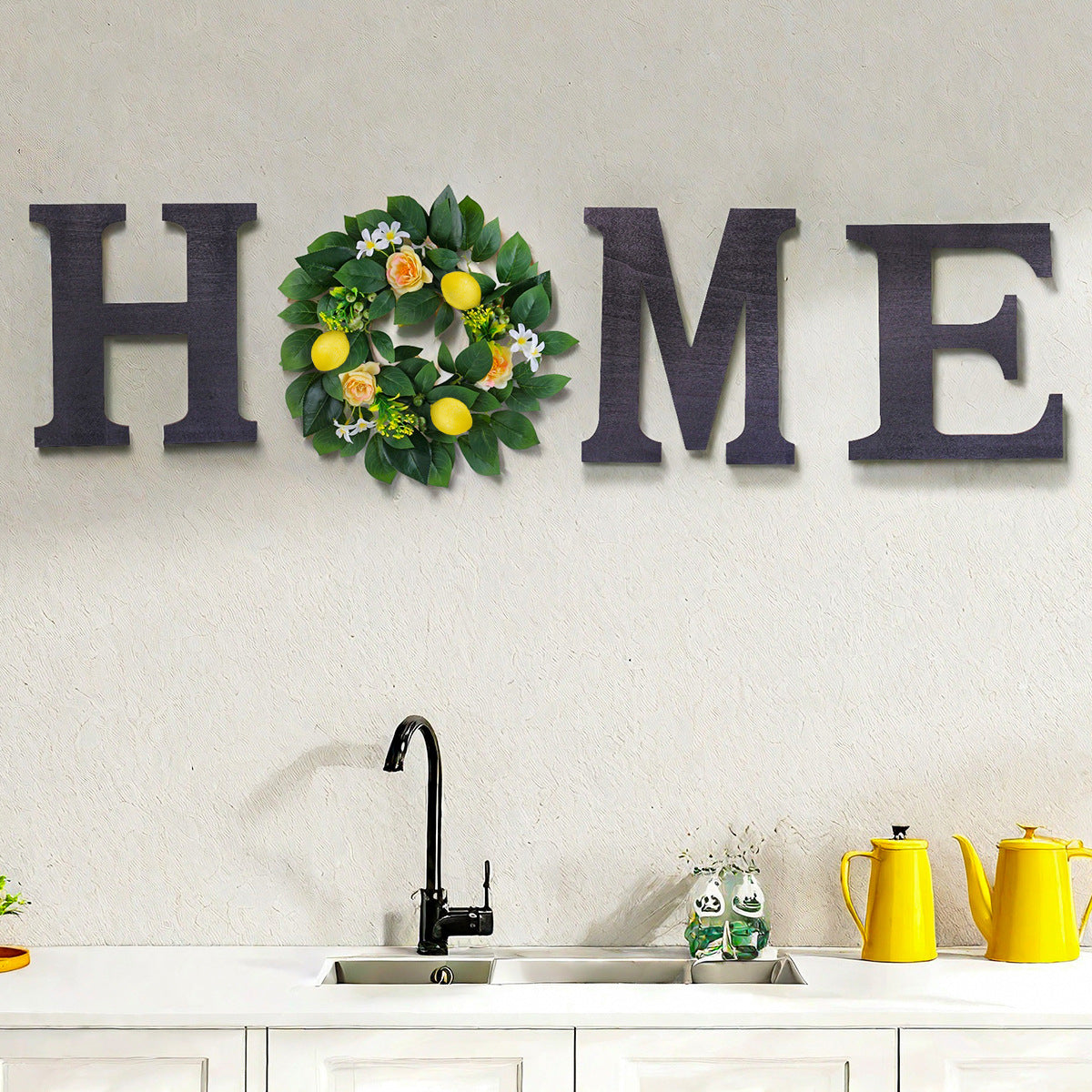 Lemon HOME Wooden Wall Sign–Rustic Farmhouse Hanging Decor For Home & Garden