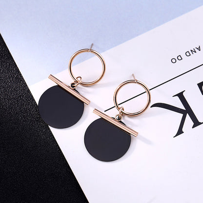 Two-Tone Rose Gold Earrings–Geometric Alloy Earrings, Electroplated Non-Fading Statement Jewellery