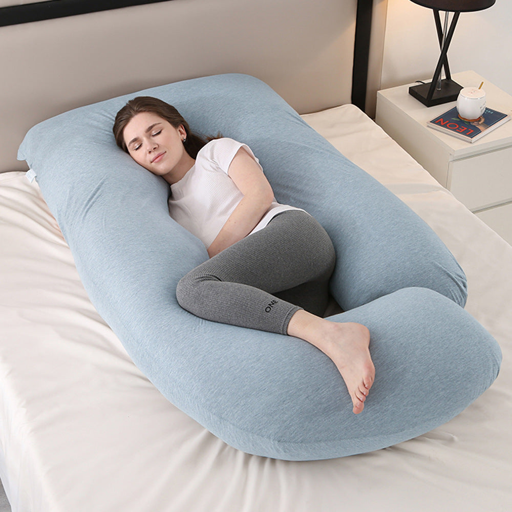 Cooling J-Shaped Pregnancy Pillow–Full Body Maternity Support Pillow With Detachable Arm Cushion