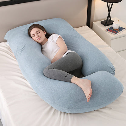 Cooling J-Shaped Pregnancy Pillow–Full Body Maternity Support Pillow With Detachable Arm Cushion