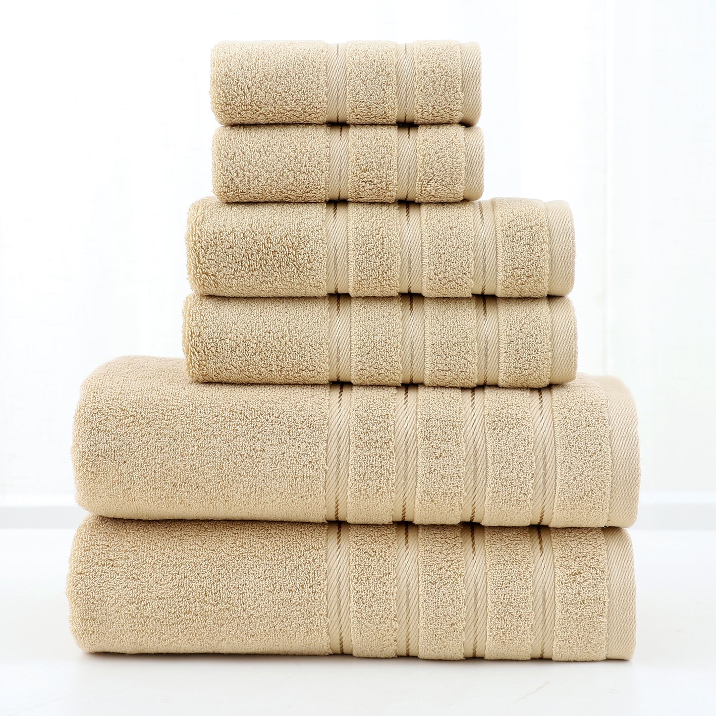 Luxury Combed Cotton Towel Set–Ultra Soft 6 Piece Bathroom Towel Collection