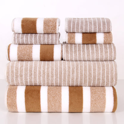 8 Piece Coral Fleece Towel Set - Thick Soft Absorbent Bath, Hand & Face Towels