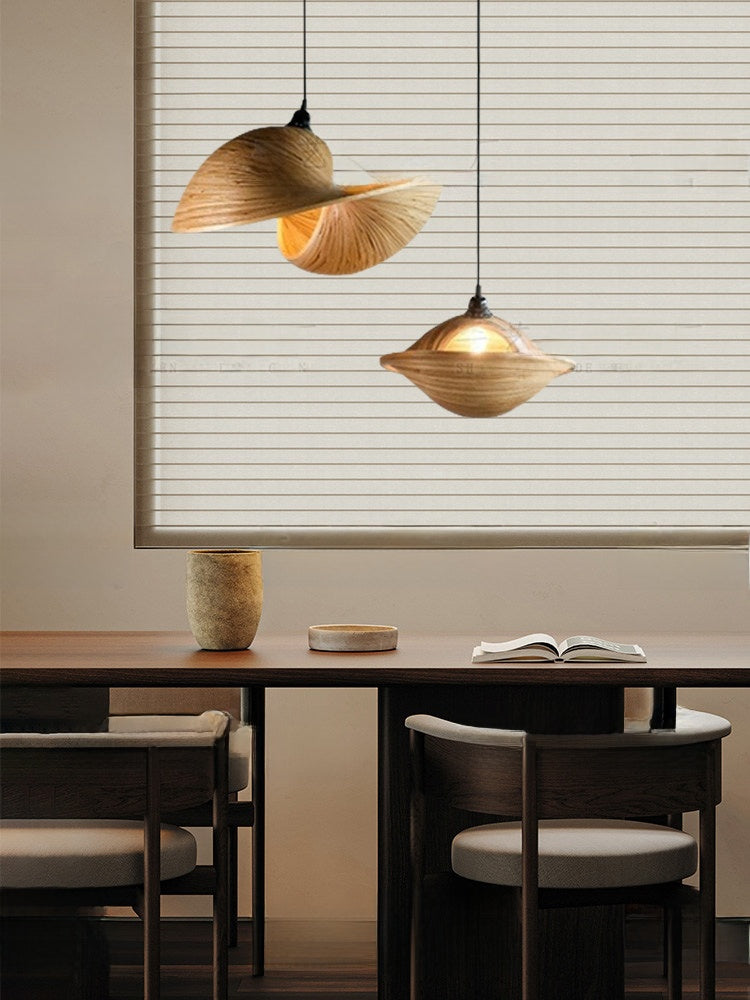 Handwoven Rattan Pendant Light - Japanese Wabi-Sabi LED Ceiling Light