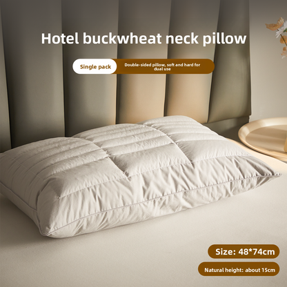 Buckwheat Support Pillow - Double-Sided Cotton Bed Pillow with Natural Buckwheat Filling