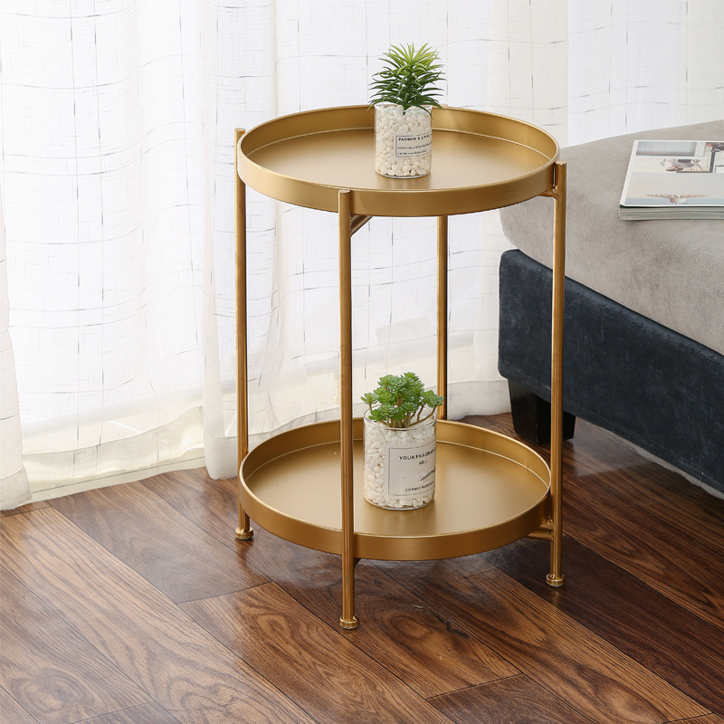 Nordic Metal Side Table–Modern Bedside Table, Living Room Accent Table & Small Storage Table
