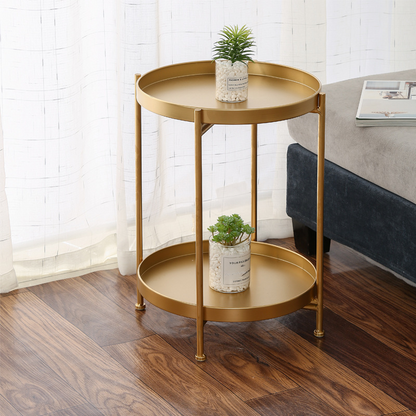 Nordic Metal Side Table–Modern Bedside Table, Living Room Accent Table & Small Storage Table