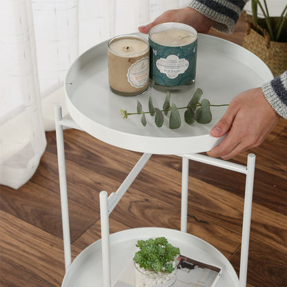 Nordic Metal Side Table–Modern Bedside Table, Living Room Accent Table & Small Storage Table