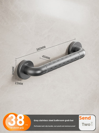Stainless Steel Bathroom Grab Bar - Wall Mounted Safety Support Rail with Optional Luminous Ring