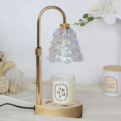 Candle Warmer Lamp - Adjustable Height Wax Melting Lamp with Timer & Glass Shade