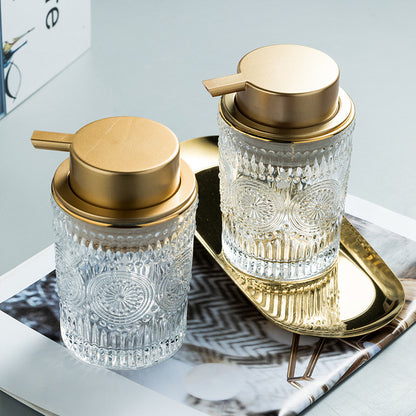 Luxury Glass Soap Dispenser Bottle-Refillable Bathroom & Kitchen Soap Pump-Elegant Hand Soap & Lotion Dispenser
