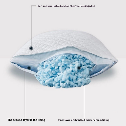 Shredded Memory Foam Pillow–Adjustable Cooling Bed Pillow for Neck & Shoulder Support, Side Sleeper Ergonomic Pillow