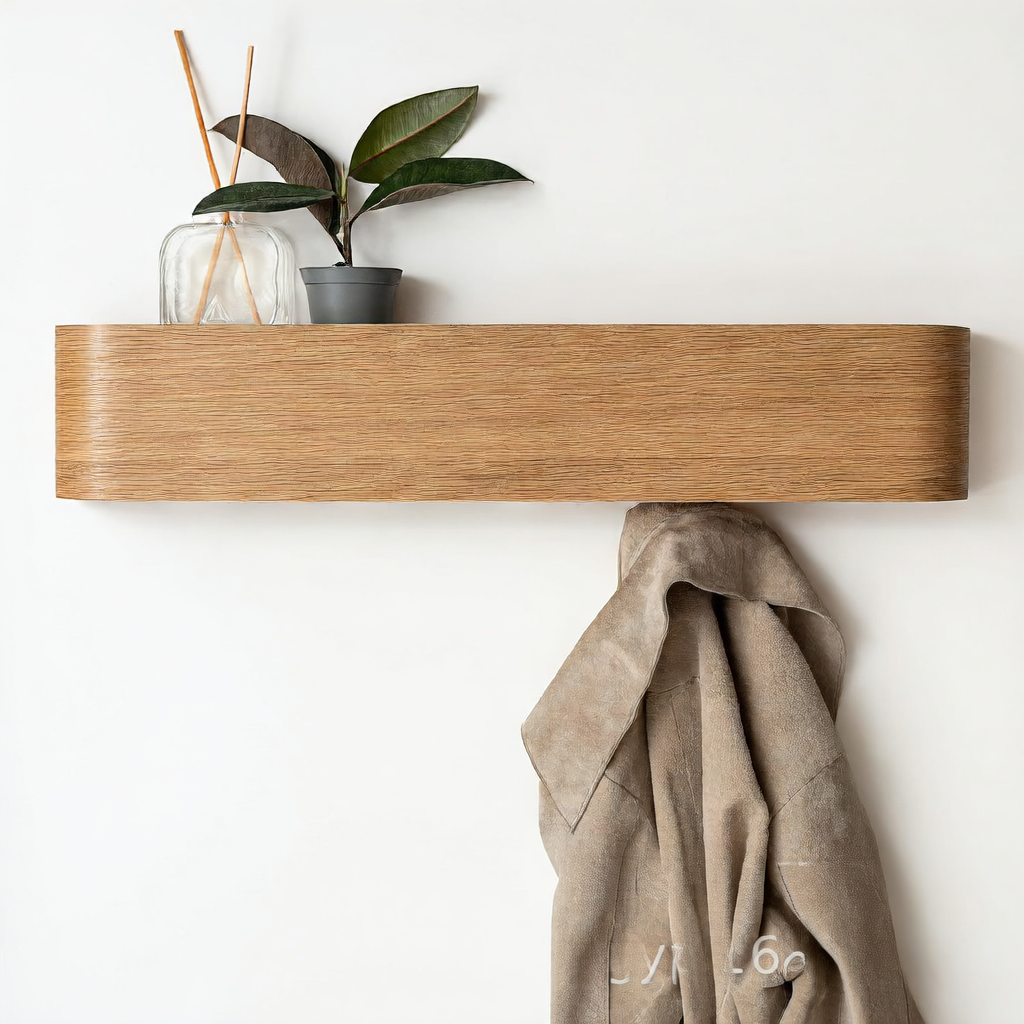 Solid Wood Wall Mounted Coat Rack - Modern Wooden Entryway Hooks for Coats, Bags & Accessories