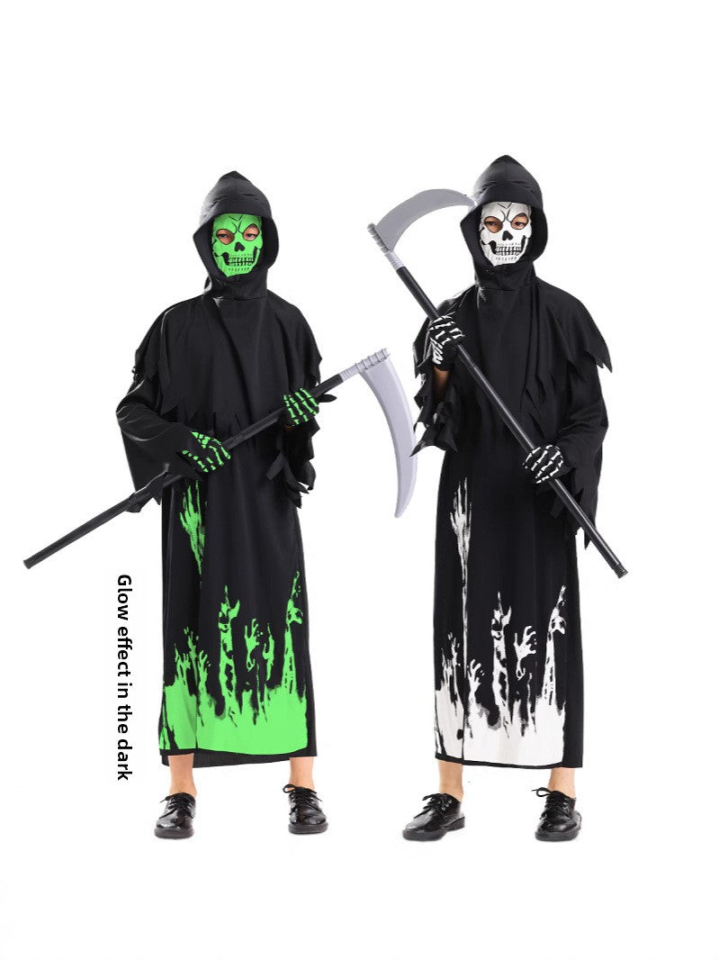 Glow-in-the-Dark Halloween Costume – Grim Reaper & Skull Cosplay Set