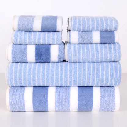 8 Piece Coral Fleece Towel Set - Thick Soft Absorbent Bath, Hand & Face Towels