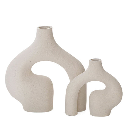 Nordic Ceramic Vase–Minimalist Matte White Flower Vase, Modern Home Decor for Living Room & Table