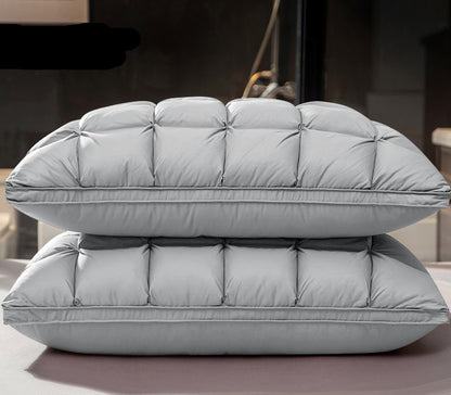 Goose Down Pillow–Luxury Hotel Bed Pillow, Soft Support Sleeping Pillow with Silk Fabric, Premium Comfort Pillow