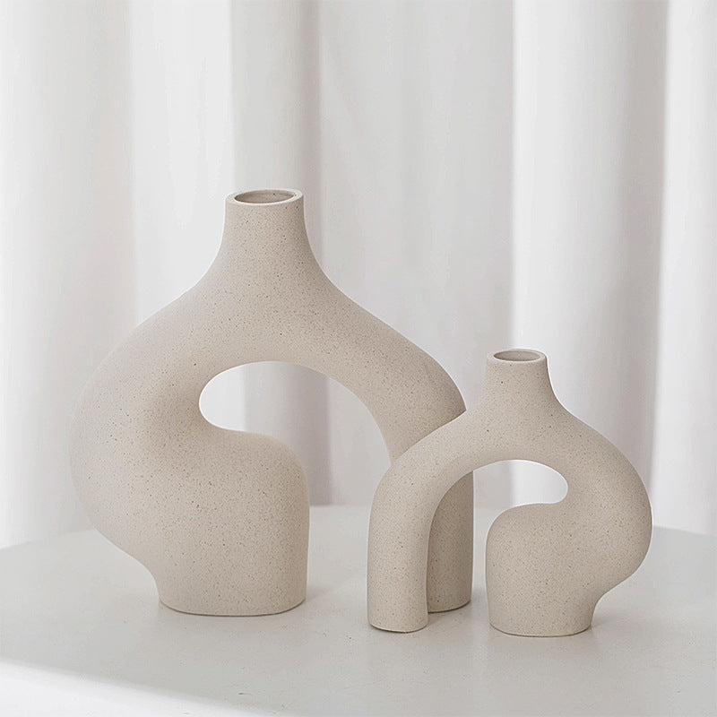 Nordic Ceramic Vase–Minimalist Matte White Flower Vase, Modern Home Decor for Living Room & Table