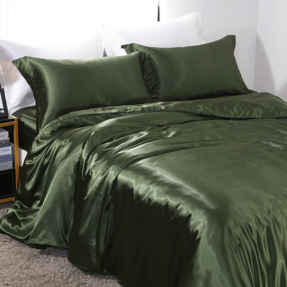 Luxury Mulberry Silk Bedding Set – Cooling Satin Quilt Cover Set