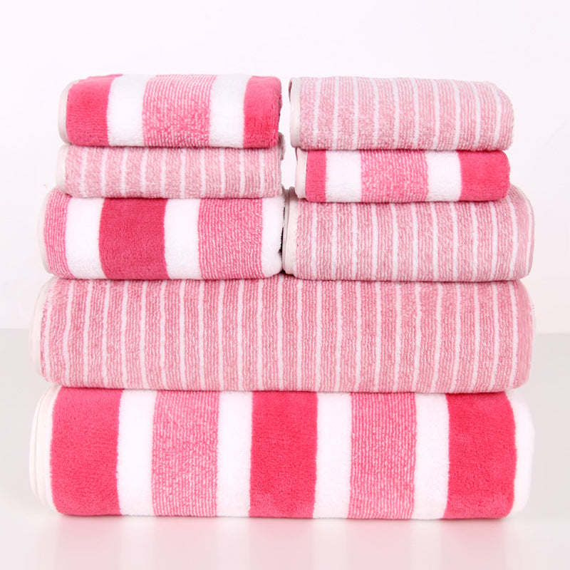 8 Piece Coral Fleece Towel Set - Thick Soft Absorbent Bath, Hand & Face Towels