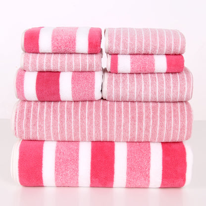 8 Piece Coral Fleece Towel Set - Thick Soft Absorbent Bath, Hand & Face Towels
