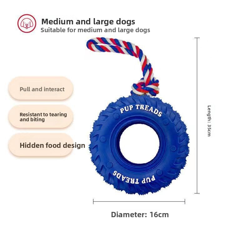 Rubber Dog Chew Toy–Heavy-Duty Interactive Tire Toy For Large Dogs