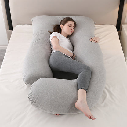 Cooling J-Shaped Pregnancy Pillow–Full Body Maternity Support Pillow With Detachable Arm Cushion