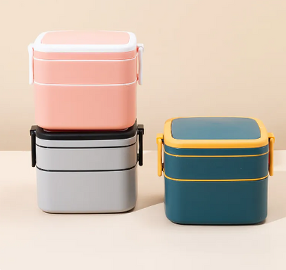 Portable Double-Layer Lunch Box–Microwave Safe Food Storage Container with Handle