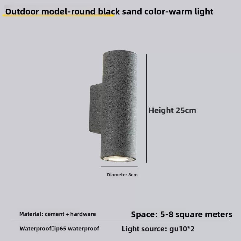 Cement Sandstone Outdoor Wall Light | Modern Waterproof Dual Head LED Exterior Wall Lamp