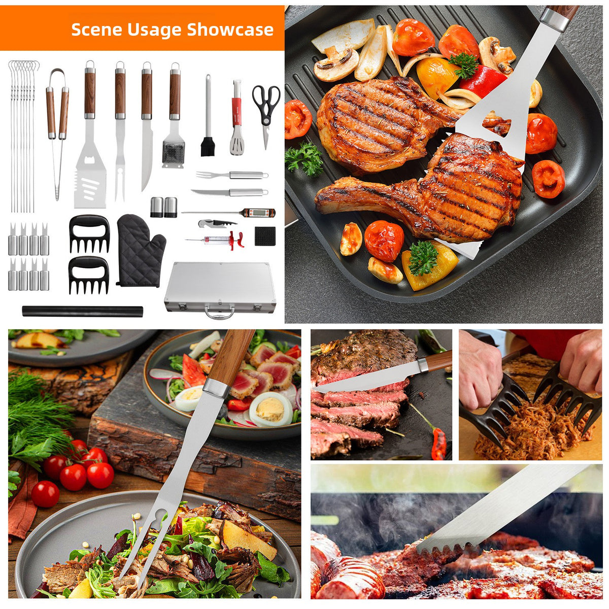 38-Piece Stainless Steel BBQ Tool Set - Complete Barbecue Grilling Utensil Kit with Aluminium Carry Case