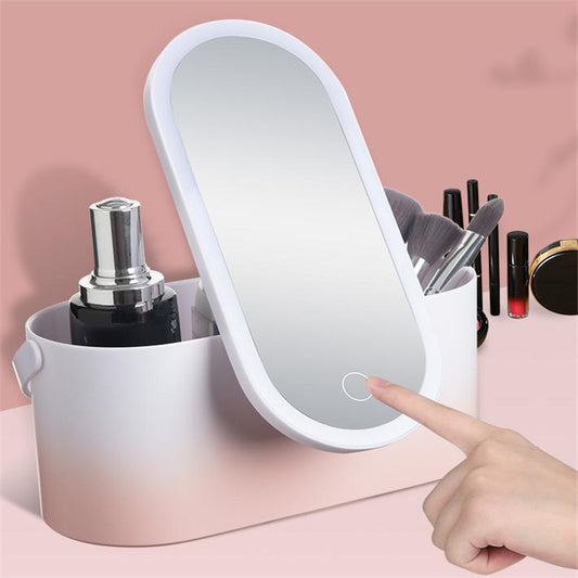 Portable LED Vanity Mirror Box–Travel Makeup Mirror with LED Lighting