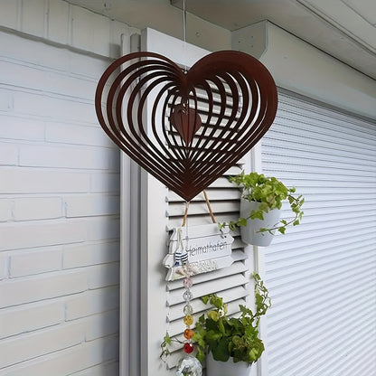 Heart Wind Spinner Garden Ornament–Decorative Metal Wind Spinner For Garden & Outdoor Décor