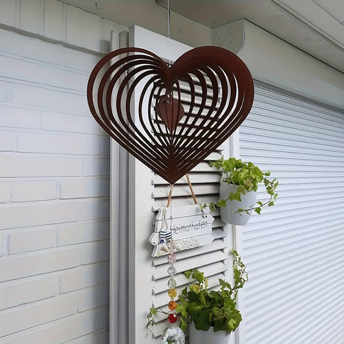 Heart Wind Spinner Garden Ornament–Decorative Metal Wind Spinner For Garden & Outdoor Décor