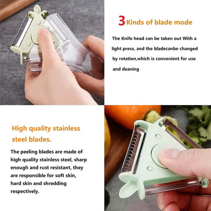 3-in-1 Vegetable Peeler–Stainless Steel Multi Blade Peeler, Julienne & Slicer Kitchen Tool (Ergonomic Handle)