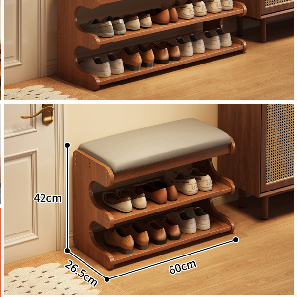 Bamboo Shoe Storage Bench with Seat - Flip-Top Entryway Shoe Organiser