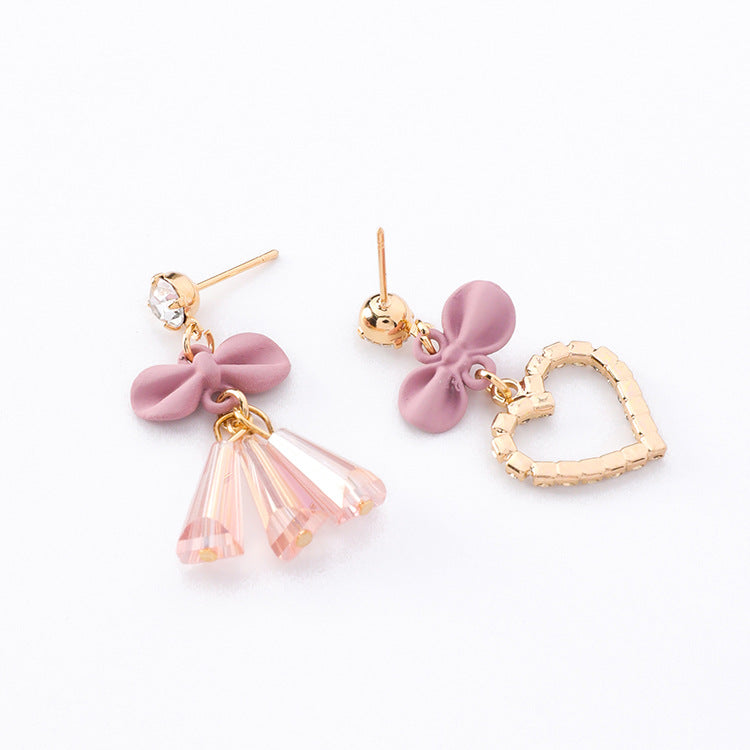 Butterfly Knot Heart Earrings–Asymmetrical Tassel Drop Earrings, Lightweight Alloy Statement Jewellery