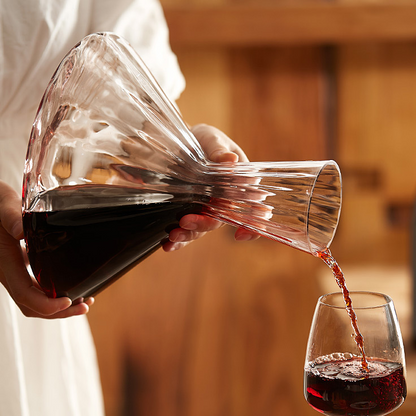 Crystal Glass Wine Decanter - 1000ml+ Luxury Balanced Red Wine Carafe