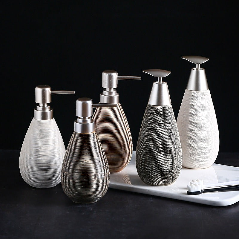 Ceramic Soap Dispenser Pump Bottle-Refillable Bathroom & Kitchen Lotion Dispenser-Luxury Shower Gel Container