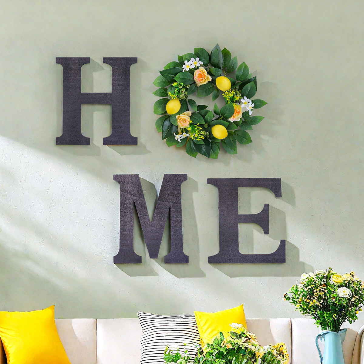 Lemon HOME Wooden Wall Sign–Rustic Farmhouse Hanging Decor For Home & Garden