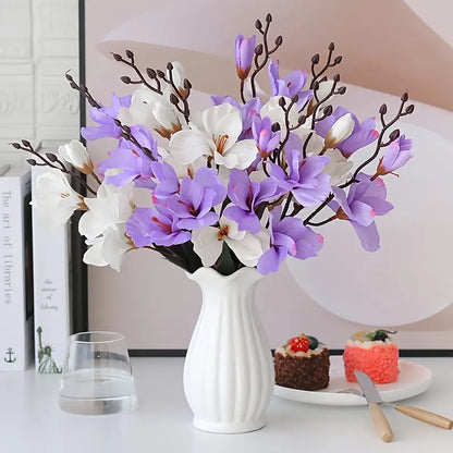 Artificial Magnolia Silk Flower Bouquet–Luxury Faux Floral Arrangement for Home & Wedding Décor
