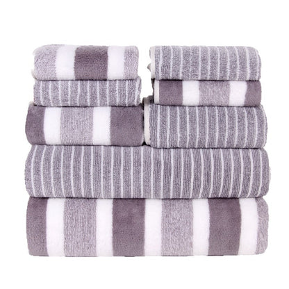 8 Piece Coral Fleece Towel Set - Thick Soft Absorbent Bath, Hand & Face Towels